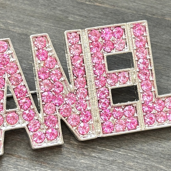 Chanel Pink Crystal Brooch with Silver Accents - Picture 4 of 8